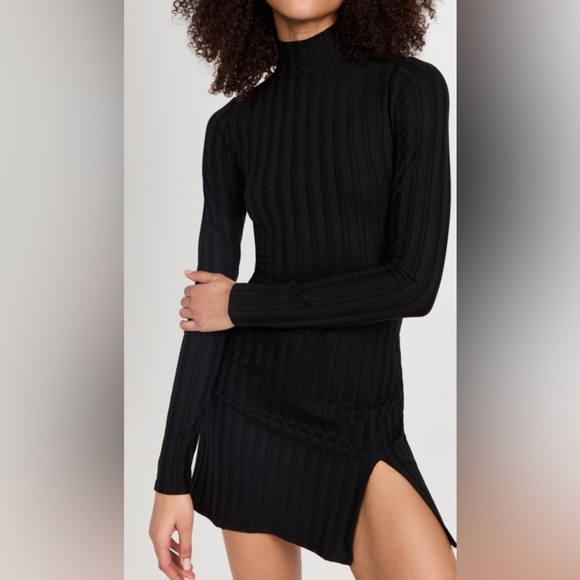 Reformation Libra Ribbed Knit Mini Dress Black Size Medium - Picture 2 of 10